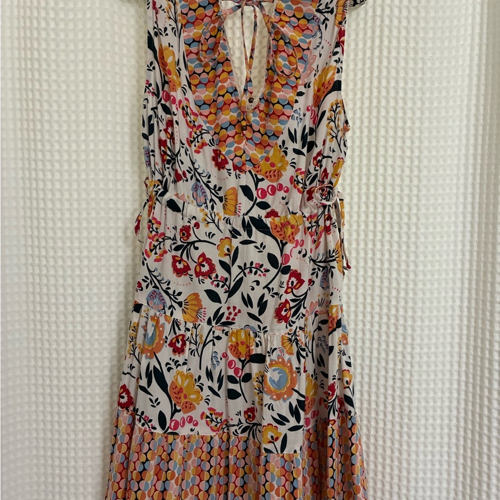 Angie Orange and Black Ruffled Tiered Maxi Sundress